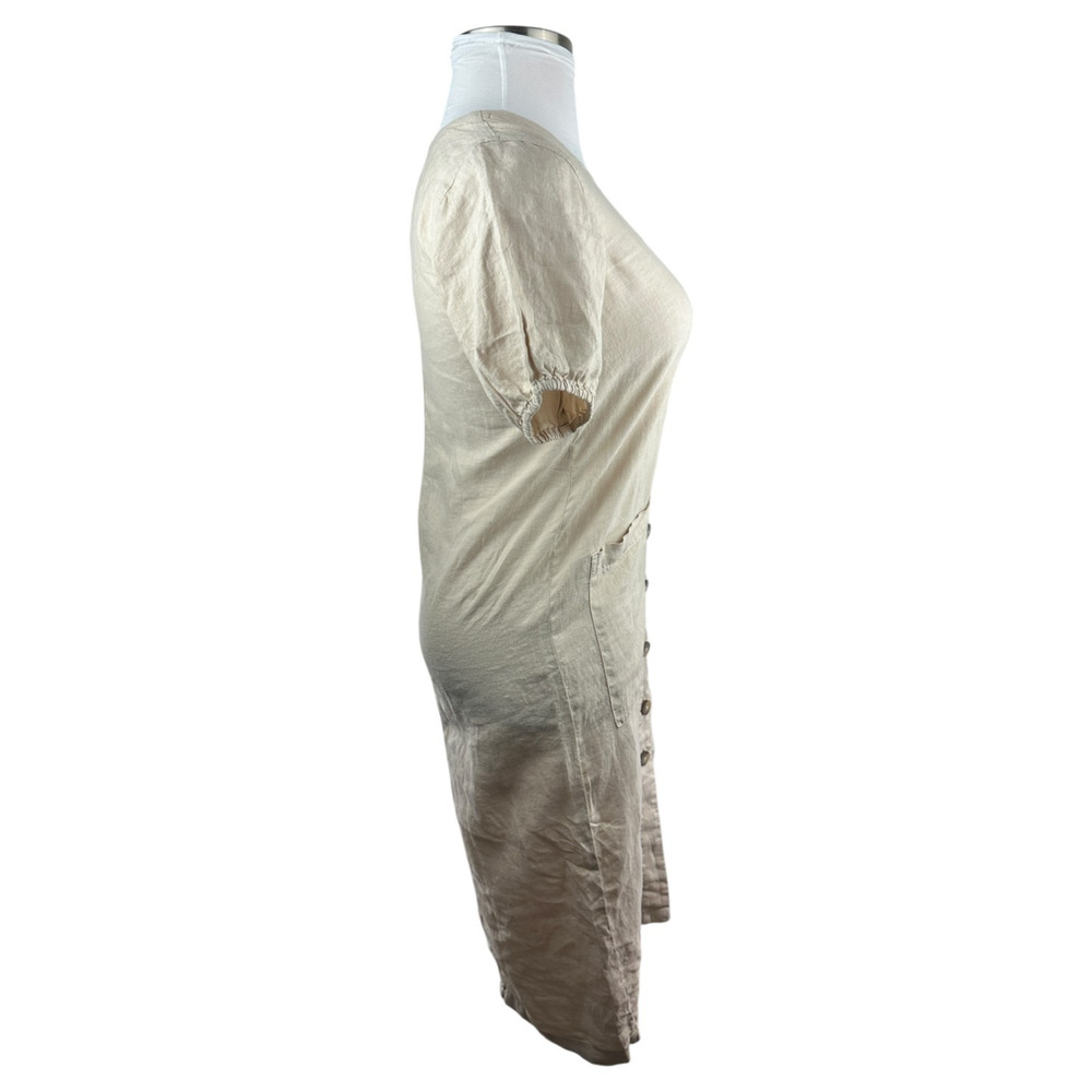NWT Lou & Grey 100% Linen Dress Midi Maxi SS Tan Beige Button Front Size XXS - Picture 7 of 11